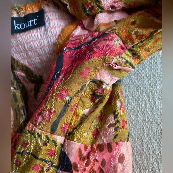 Kourt Dress Women’s Large Multi Palm Print Mini Tropical Resort Wear - Picture 7 of 11